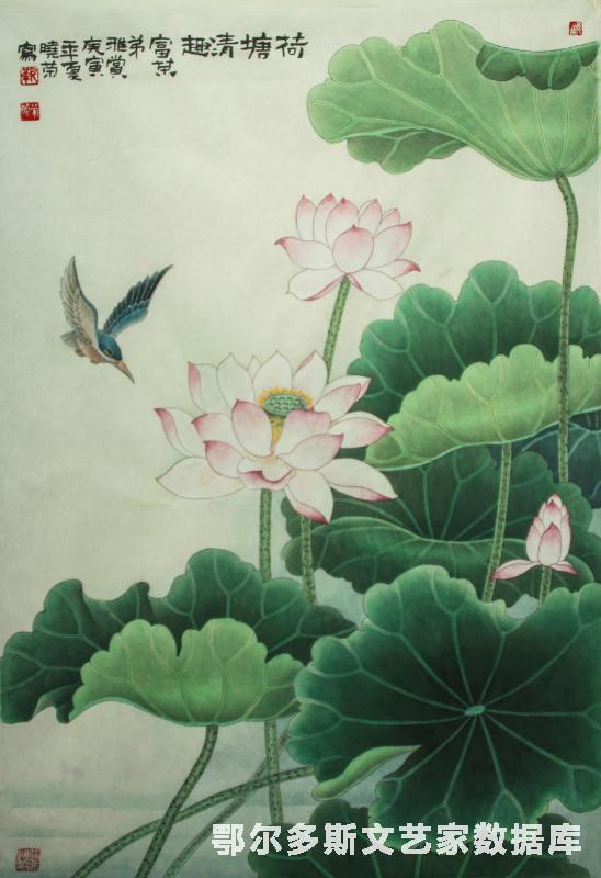 荷塘清趣--靳晓荣75x136cm