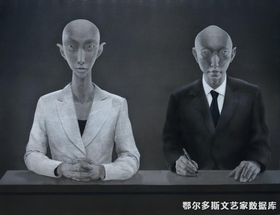 王敏《V.——播音员》 130×170cm 综合材料 .
