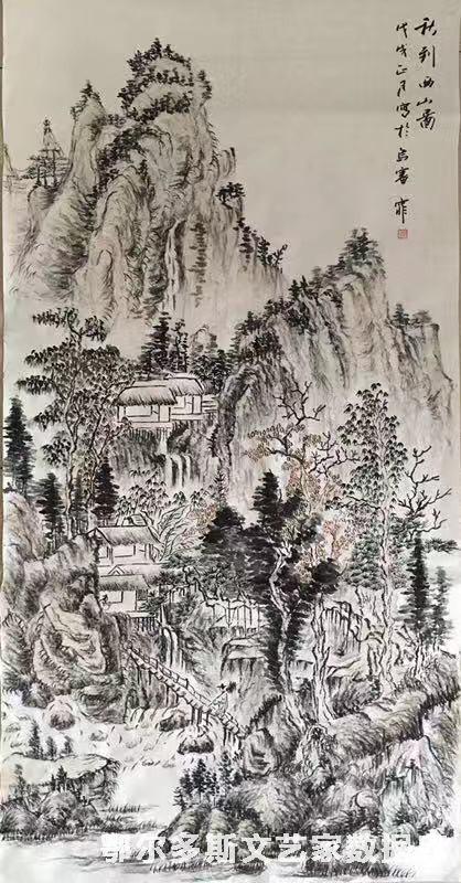 秋到西山图  国画 130cm × 47cm