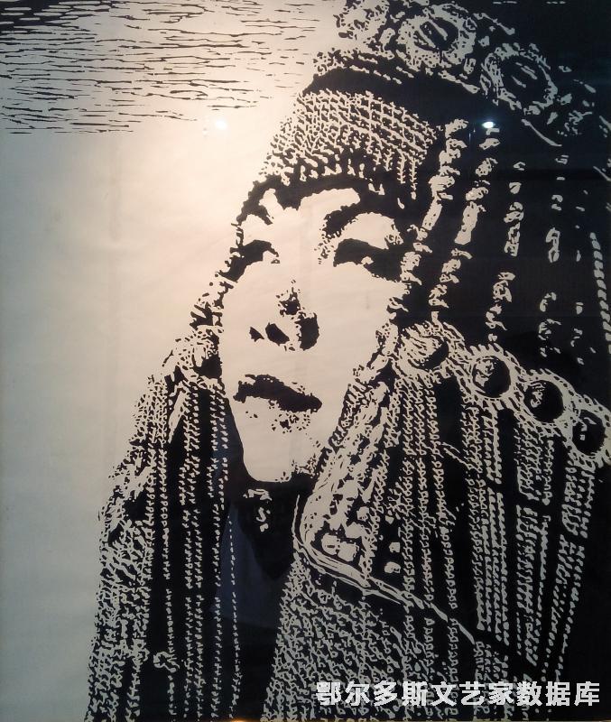 森吉德玛 黑白木刻 80cm×100cm