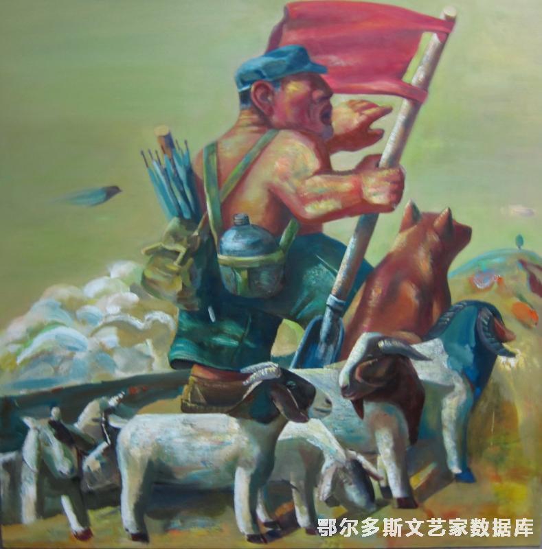 《寻找绿洲》油画130cmX130cm