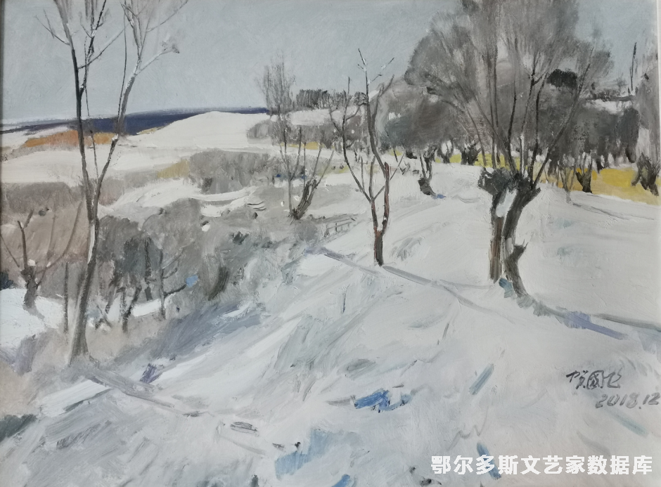 家乡的冬天 油画 60cm×80cm