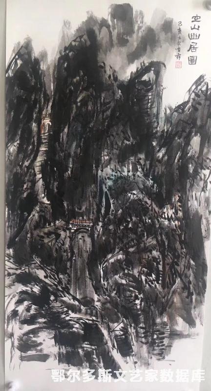 空山幽居图  国画  100cm X 40cm