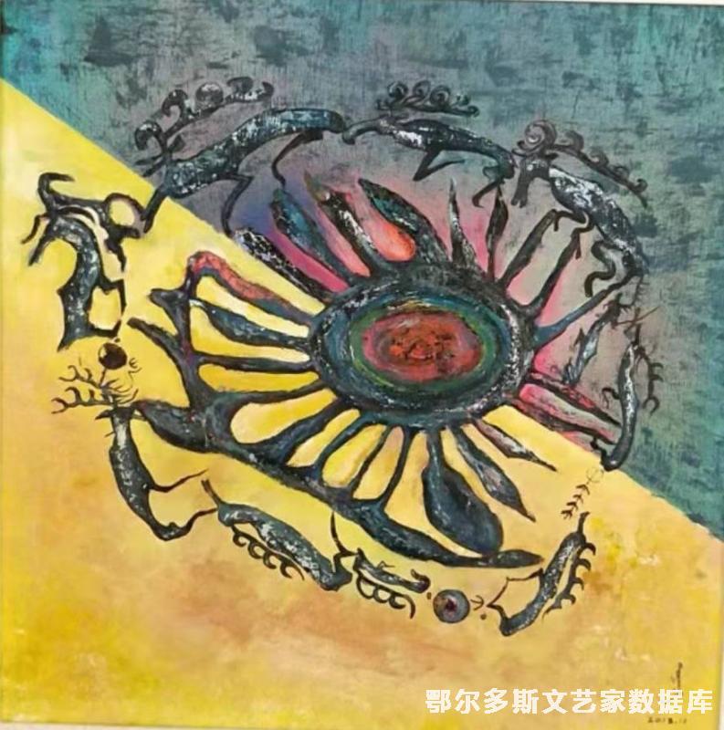 鹿图腾 油画 90cm×90cm