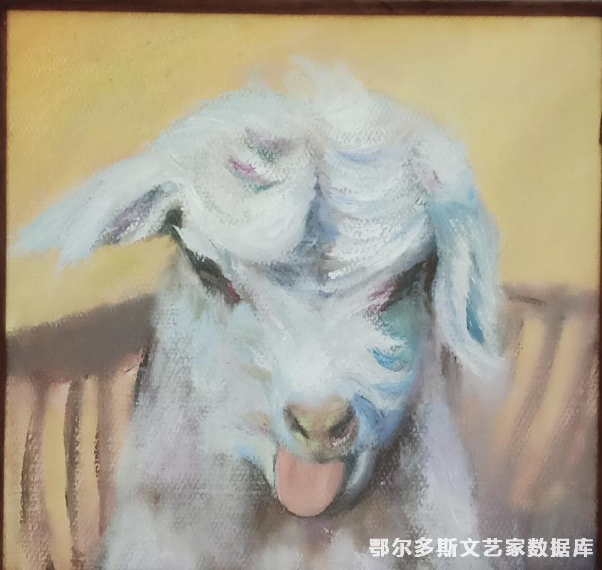 小羊羔 油画 30cm×30cm