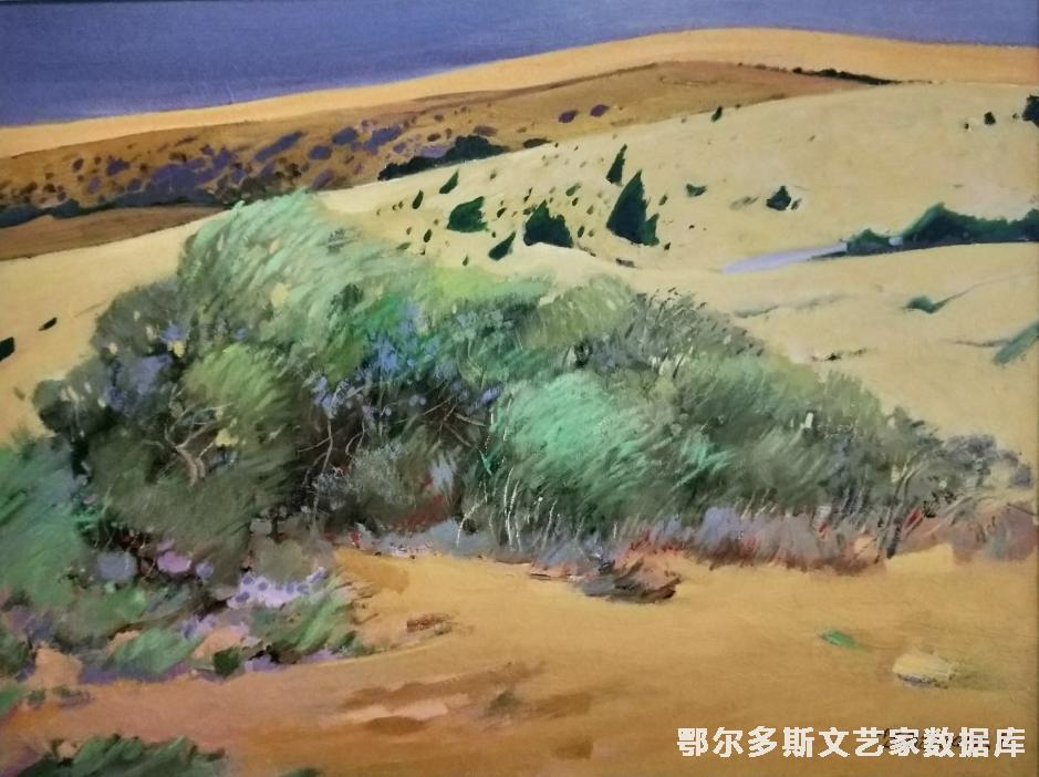 绿染大漠 油画 60cm×80cm