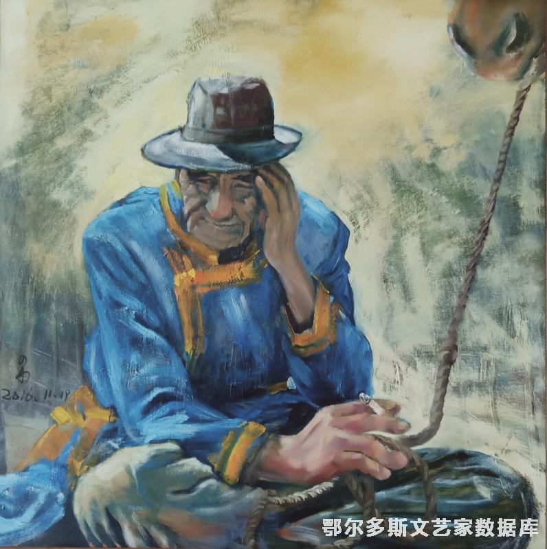 牧马人 油画 60cm×60cm