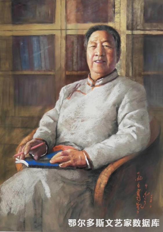 诗人阿爸 粉画  70cm×94cm