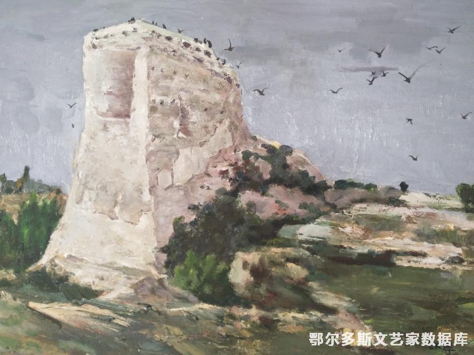 统万城三 油画 60cm×80cm