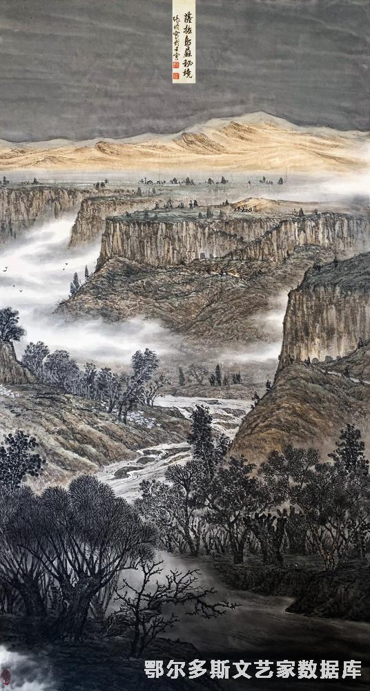 2022年11月，张均《萨拉乌苏秘境》179×96cm 入选鄂尔多斯市文联、美术馆、美协主办的“黄河几字湾”主题美术作品展